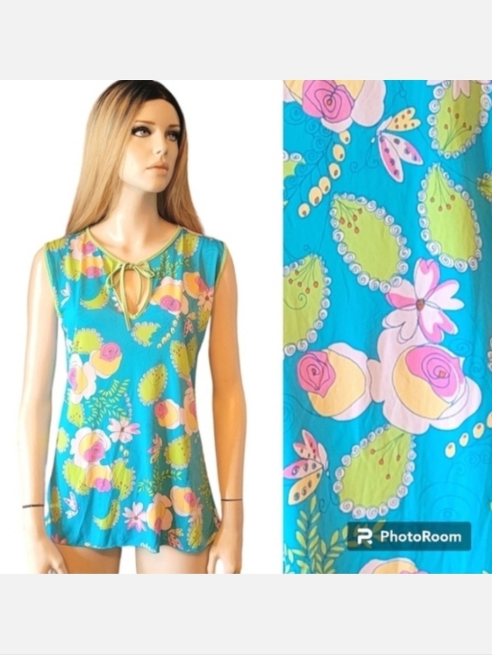 Vintage 70s Floral Print Sleep Shirt size medium